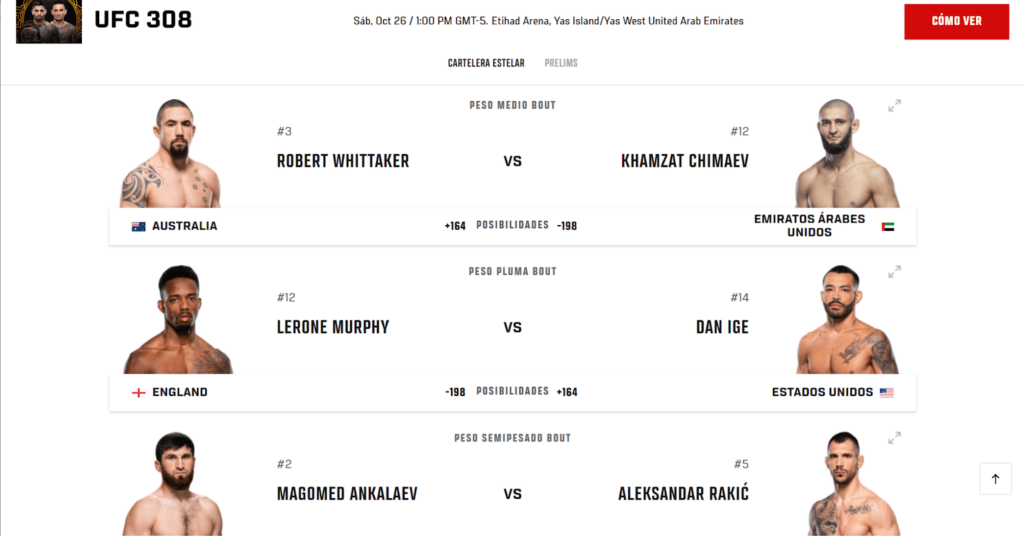 UFC 308: Todo lo que necesitas saber sobre los combates principales