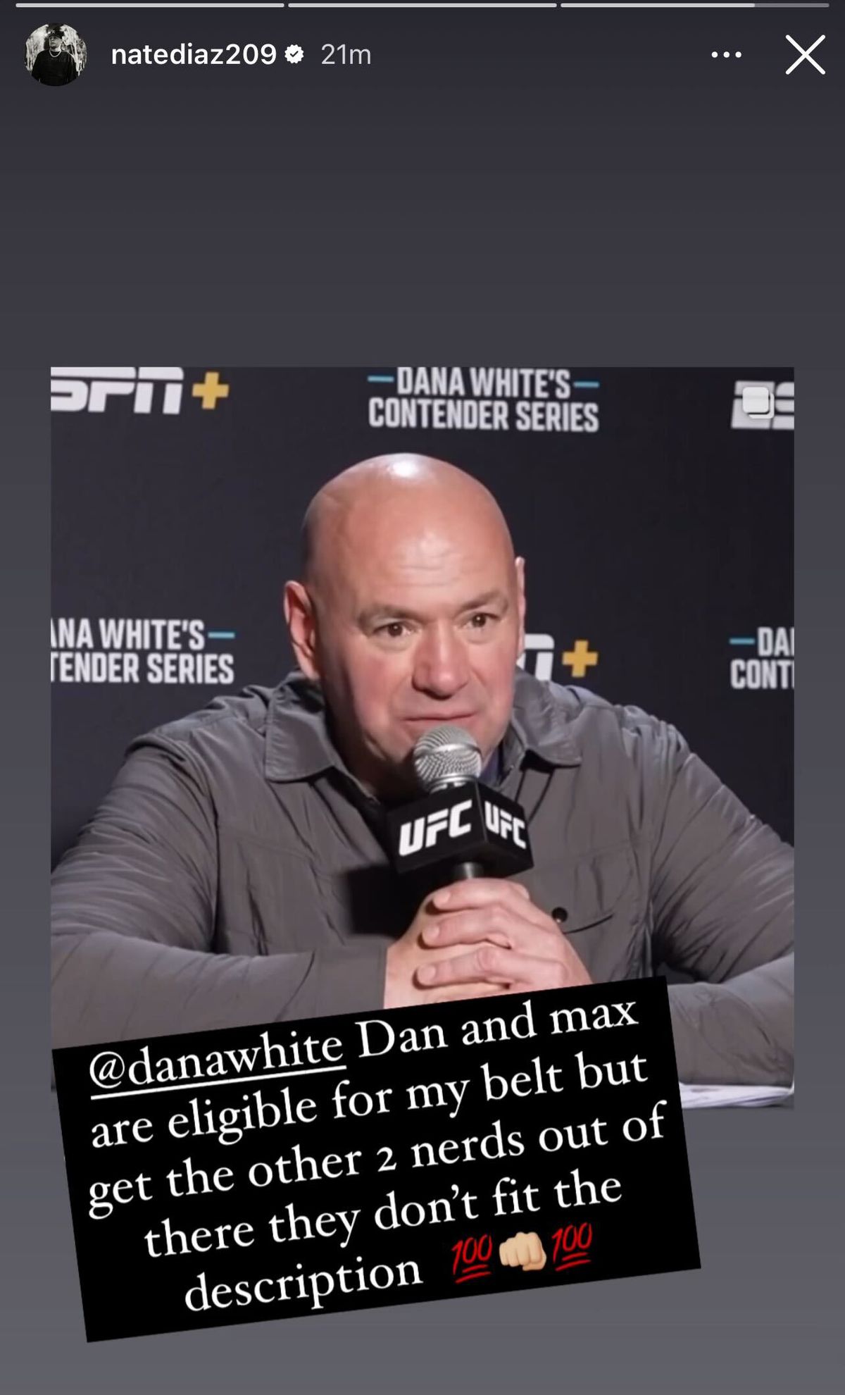 Nate Diaz le dice a Dana White 2 que los 'nerds' no pertenecen a la propuesta del torneo por el título de BMF de una noche